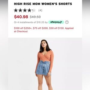 Levis High Rise Pleated Mom Jean Shorts